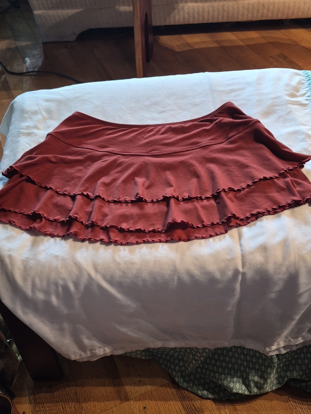 Women's Layered Ruffle Mini Skirt - Rust Cover Swim Suite
